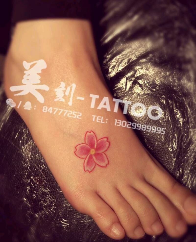 姐妹花、纹身图片_脚部清新贴纸植物成品纹身图案