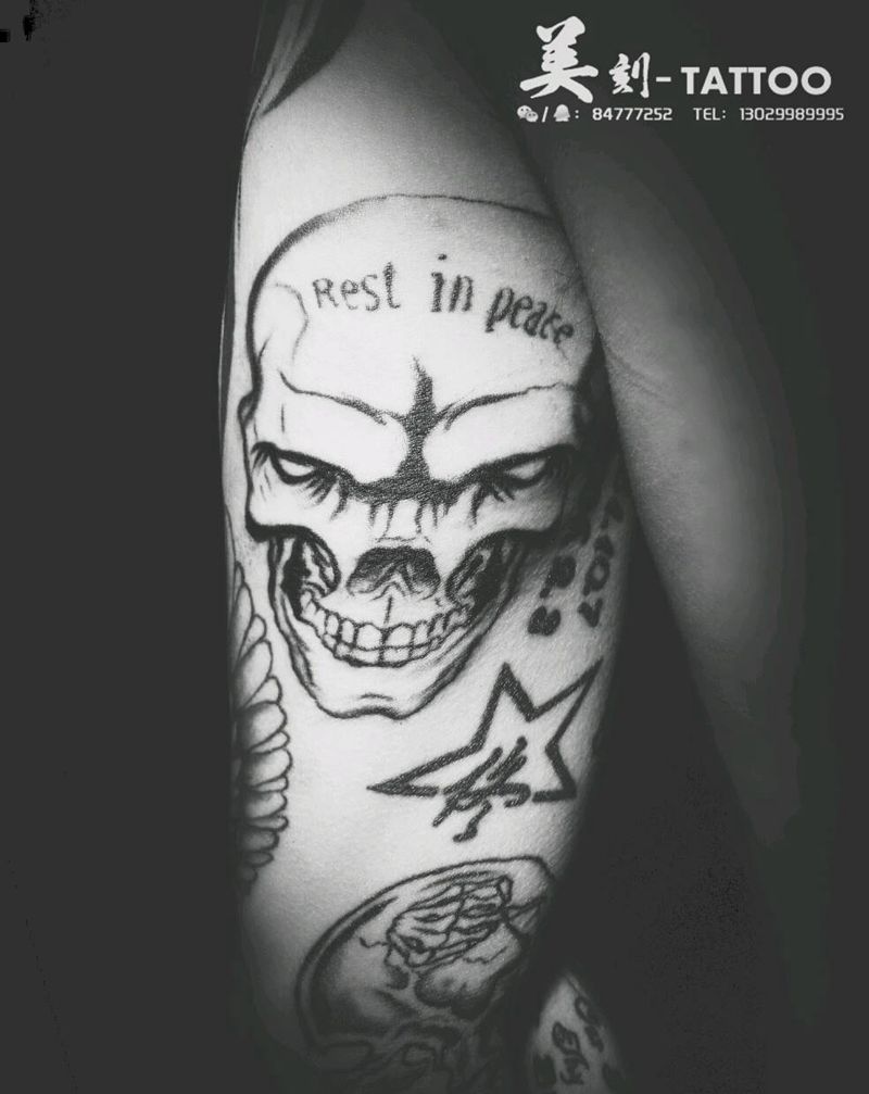 邪恶的小眼神儿~纹身图片_手臂欧美几何鬼神成品纹身图案