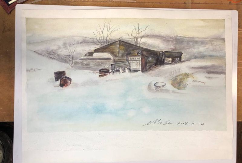 认真的雪纹身图片_水墨水彩纹身图案