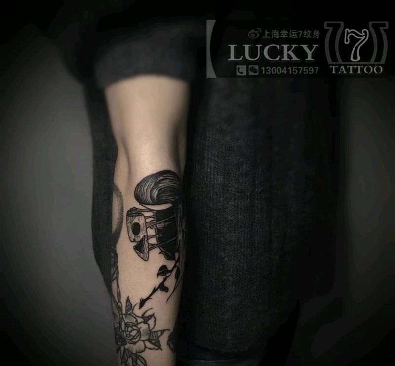 暗黑|幸运7纹身纹身图片_手臂暗黑成品手稿纹身图案