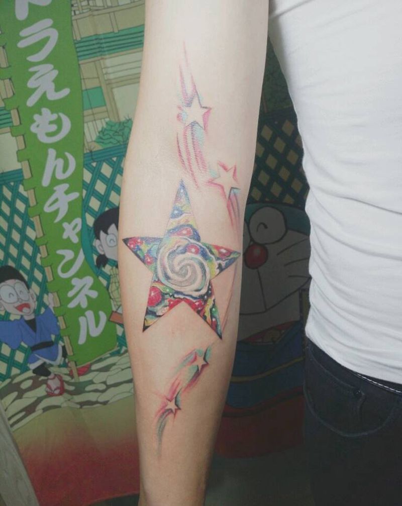 星纹身图片_手臂欧美几何成品纹身图案