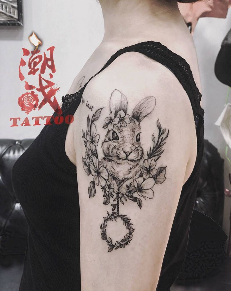 兔宝宝纹身图片_手臂欧美写实纹身图案