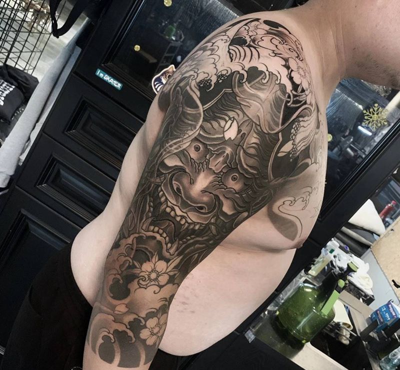 般若纹身图片_手臂老传统新传统纹身图案