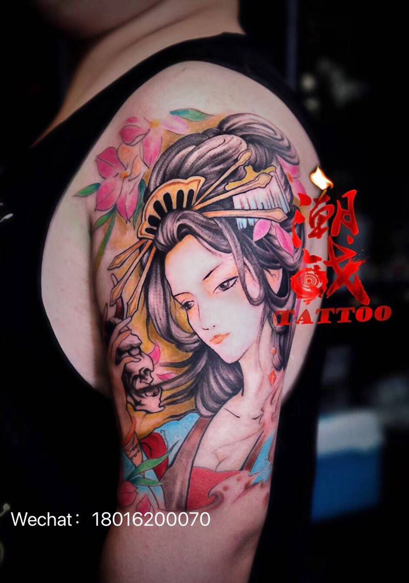 艺伎纹身图片_手臂新传统艺伎纹身图案