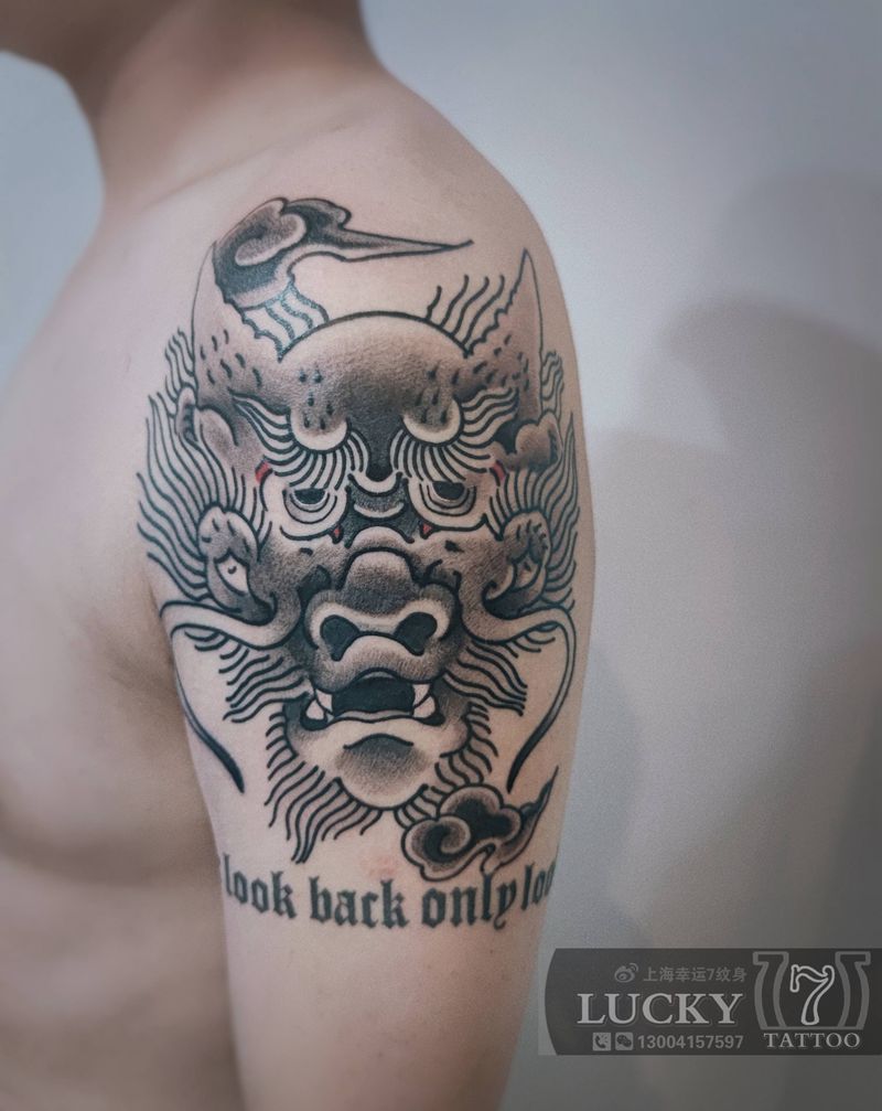老传统龙头|幸运7纹身纹身图片_手臂新传统纹身图案