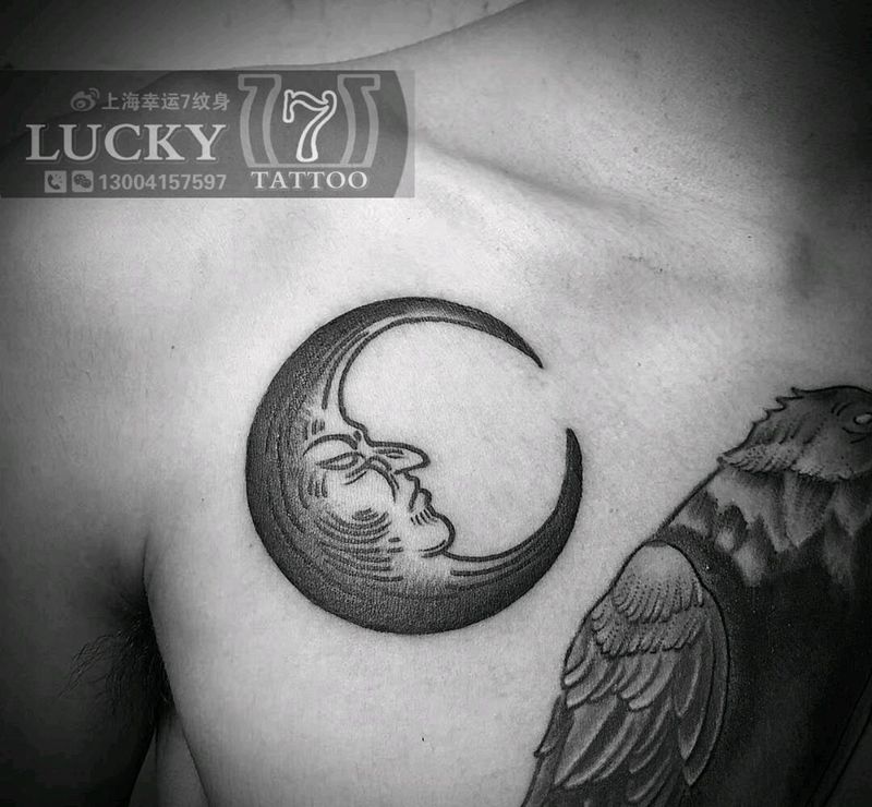 暗黑|幸运7纹身纹身图片_胸部腹部欧美暗黑成品纹身图案
