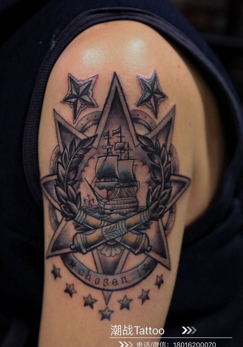 天之骄子纹身图片_成品手臂欧美纹身图案