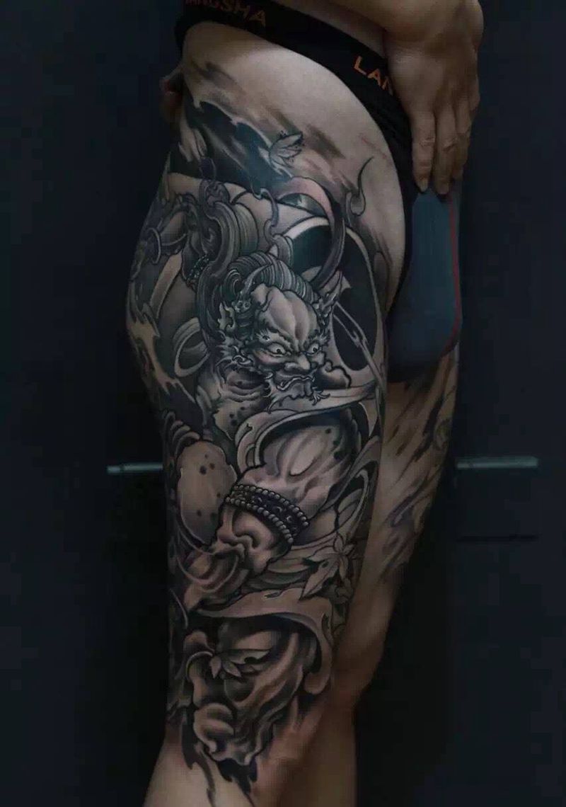 黑灰雷神纹身图片