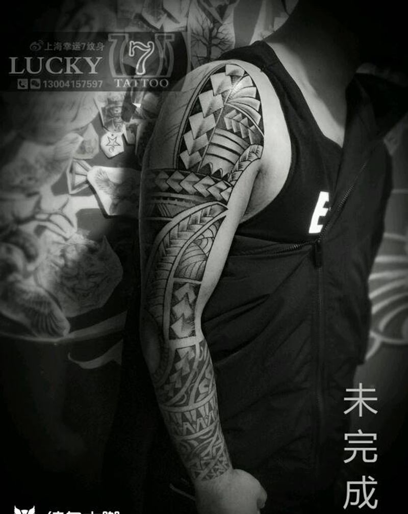 毛利图腾|幸运7纹身纹身图片_手臂图腾原创纹身图案