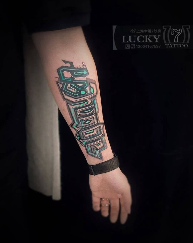花体字|幸运7纹身纹身图片_手臂花体字纹身图案