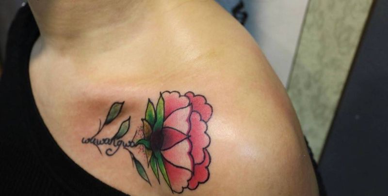 罂粟花（遮盖作品）纹身图片_肩部New SchoolOld School纹身图案