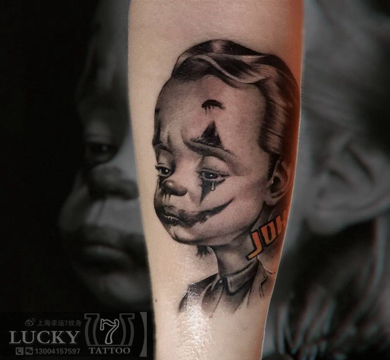 小丑Joker|幸运7纹身纹身图片_手臂欧美写实纹身图案