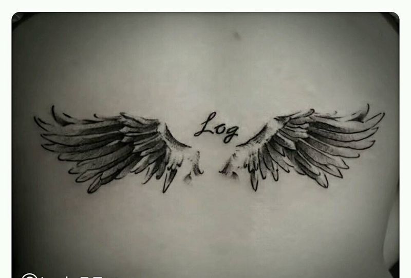 翅膀|幸运7纹身纹身图片_腰部欧美原创黑灰成品纹身图案