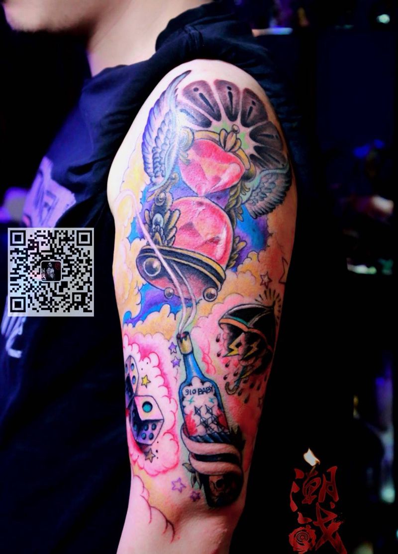 梦乐园纹身图片_成品手臂欧美清新纹身图案