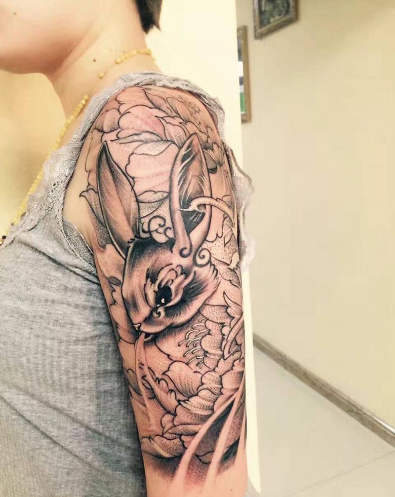 兔子点刺纹身图片