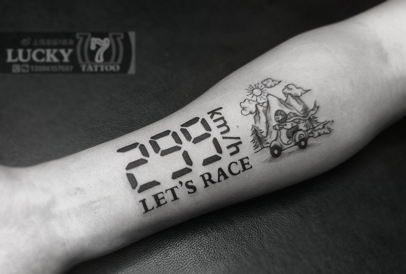 极速机车|幸运7纹身纹身图片_手臂图腾点刺纹身图案