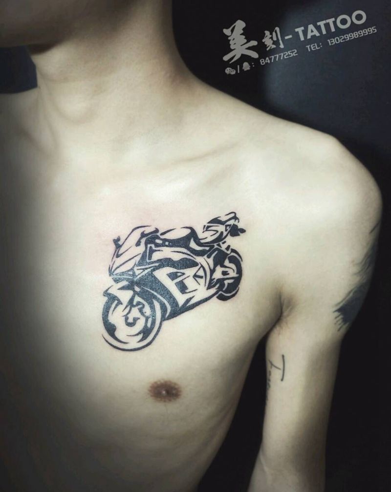 赛车手纹身图片_胸部欧美贴纸几何成品纹身图案