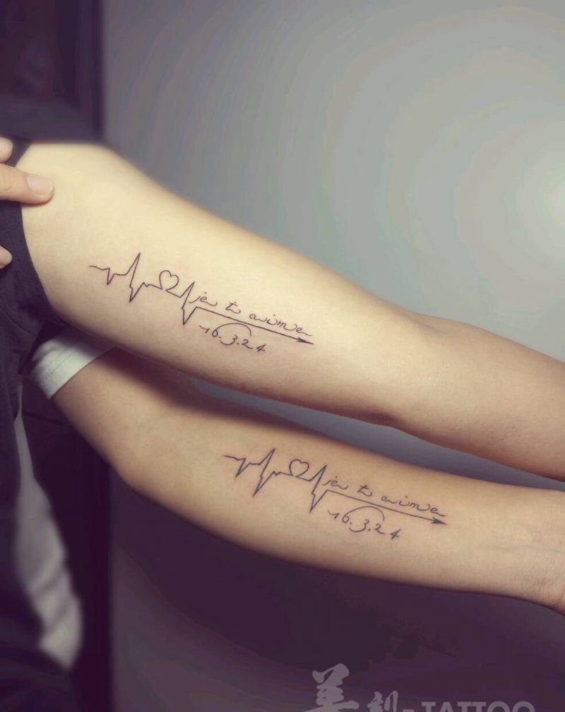 情侣纹身图片_手臂欧美几何字符成品纹身图案