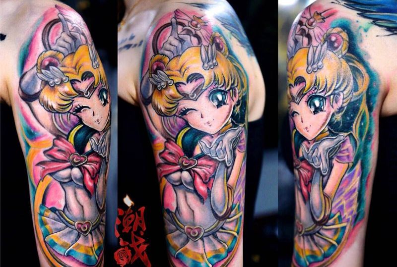 美少女战士纹身图片_手臂新传统卡通纹身图案