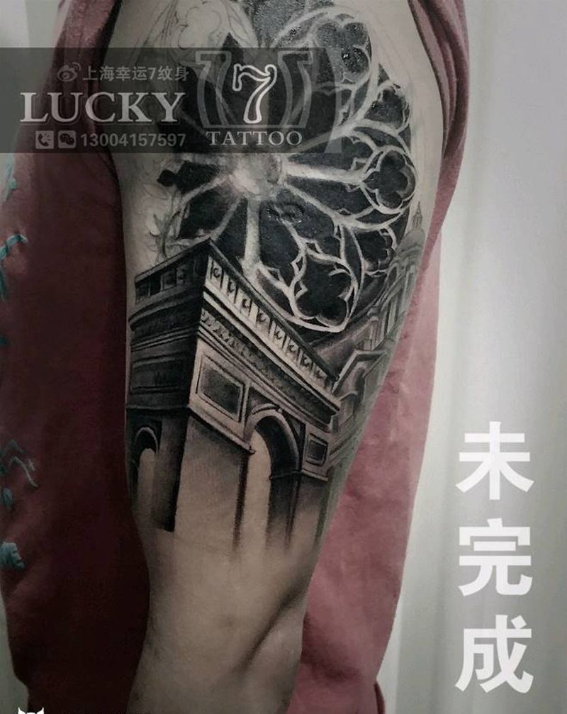 遮盖|欧美|建筑|幸运7纹身纹身图片_手臂欧美原创纹身图案