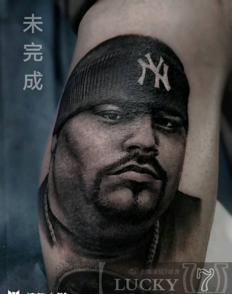 写实肖像|幸运7纹身纹身图片_欧美肖像写实黑灰成品纹身图案