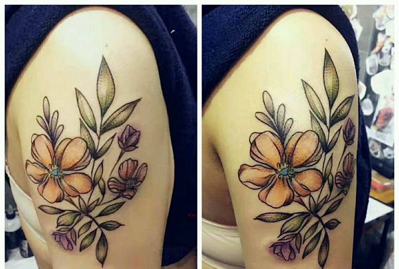 花卉|幸运7纹身纹身图片_手臂清新植物原创彩色成品纹身图案