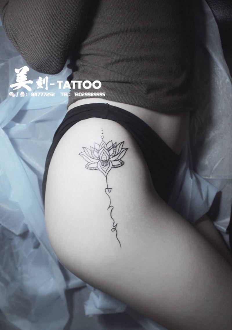 侧臀肩胛姐妹花tny纹身图片_肩部臀部点刺几何纹身图案