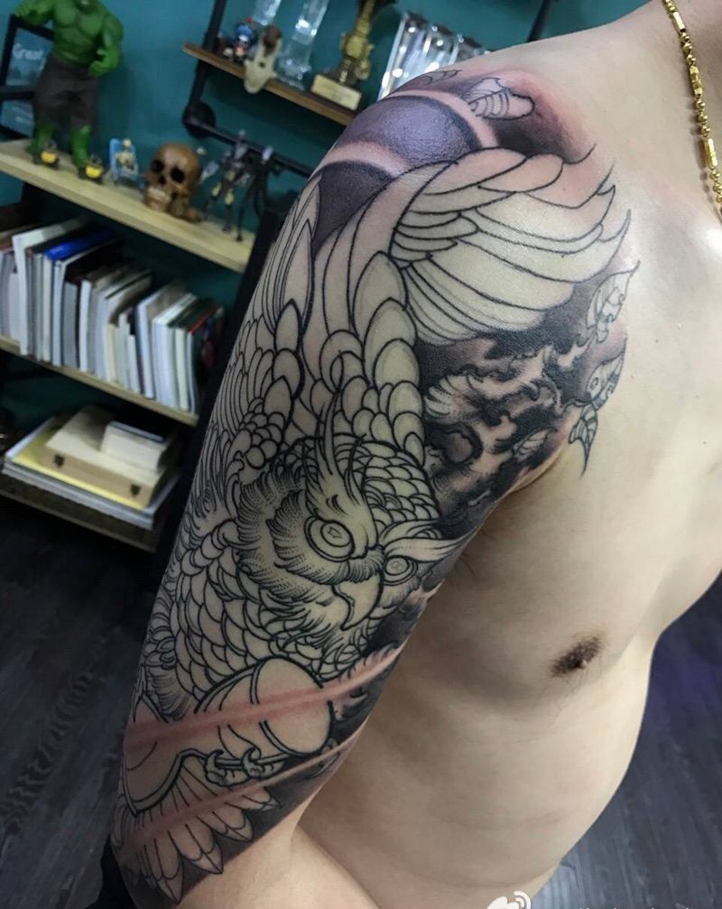 猫头鹰 爱同的顾客纹身图片