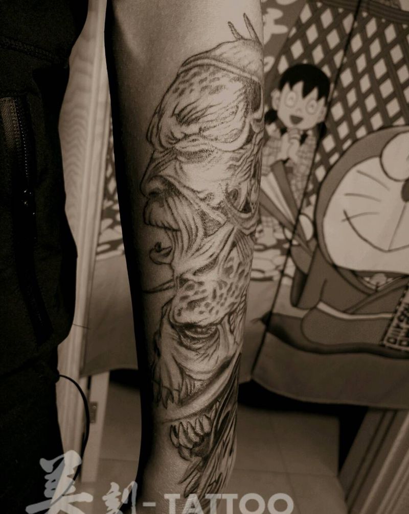 欧美纹身图片_手臂欧美人物鬼神成品纹身图案