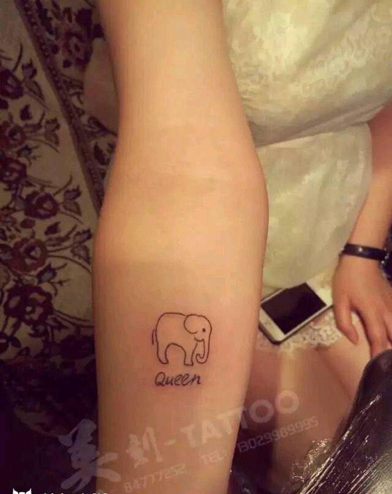 清新小象纹身图片_手臂手部欧美贴纸几何动物情侣成品纹身图案