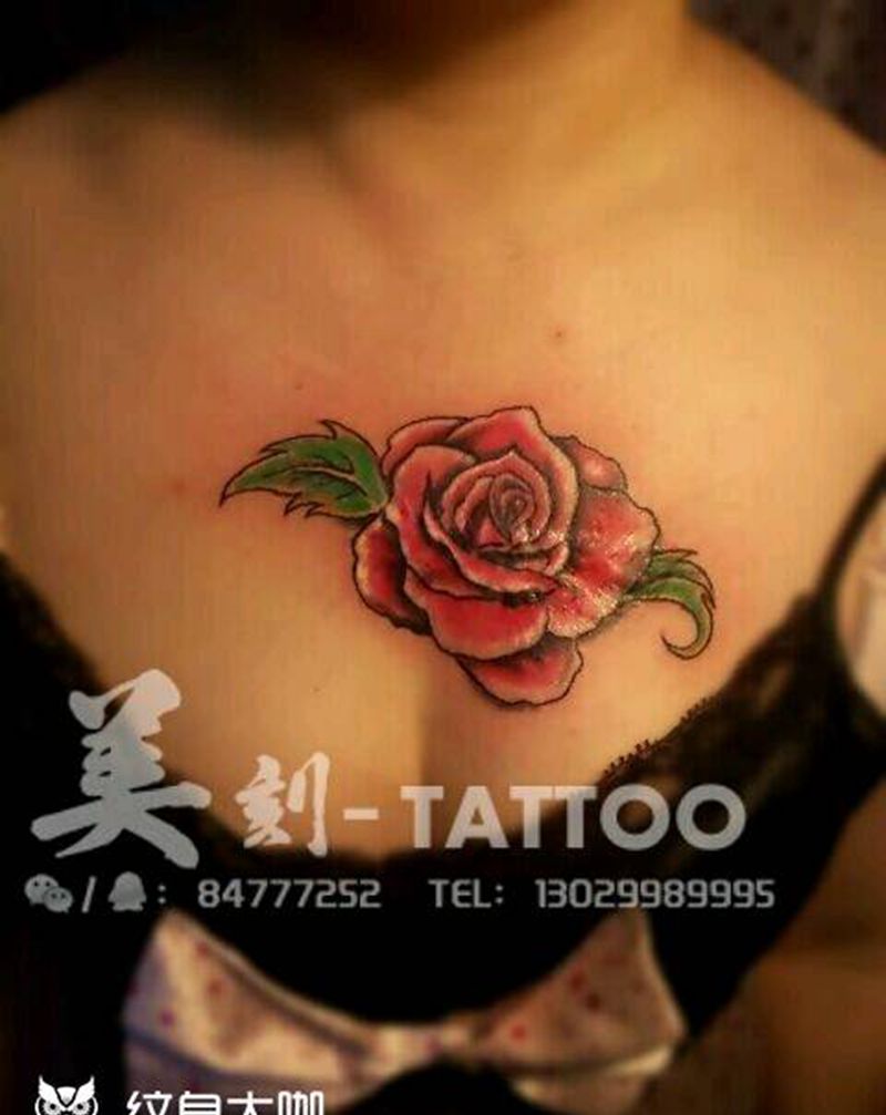 疤痕遮盖花纹身图片_胸部腹部腰部背部手臂腿部欧美贴纸植物原创纹身图案