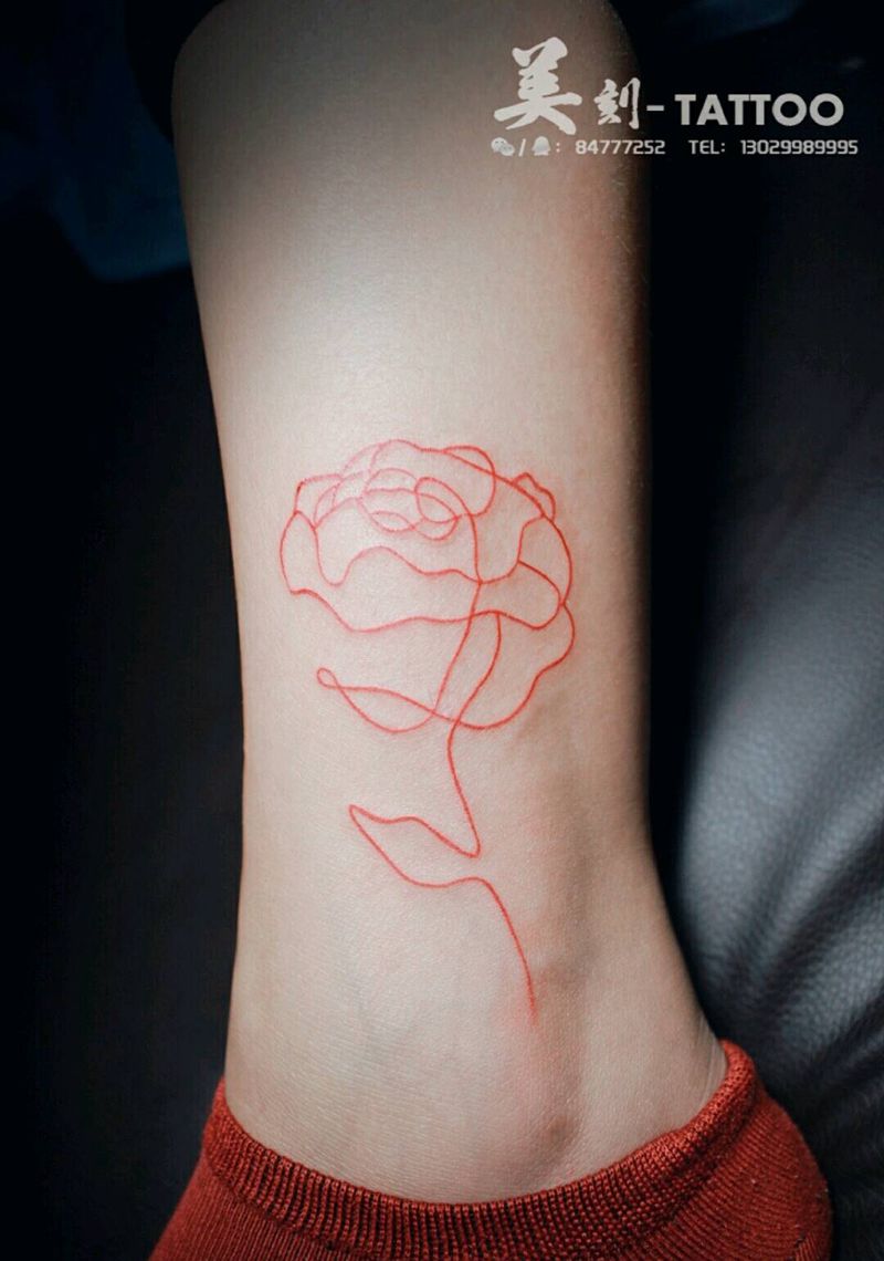 花纹身图片_腿部欧美清新贴纸几何原创成品纹身图案