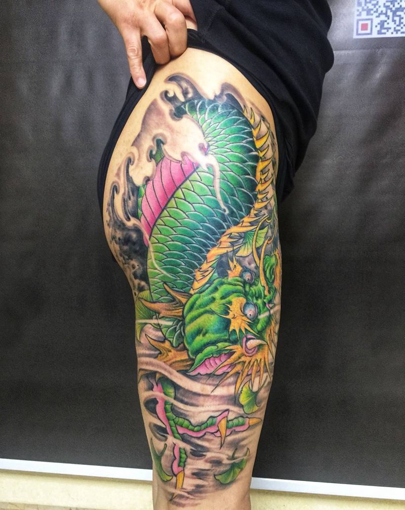 彩色大龙纹身图片