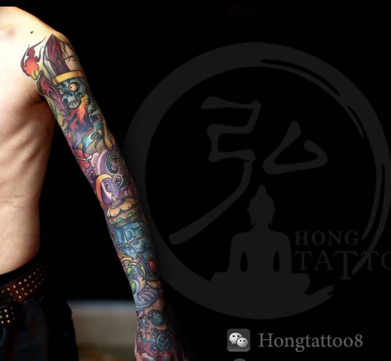 school花臂纹身图片