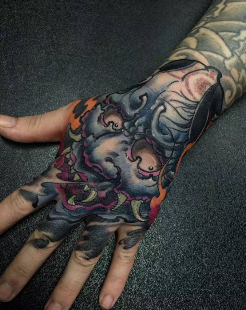 般若手面纹身图片