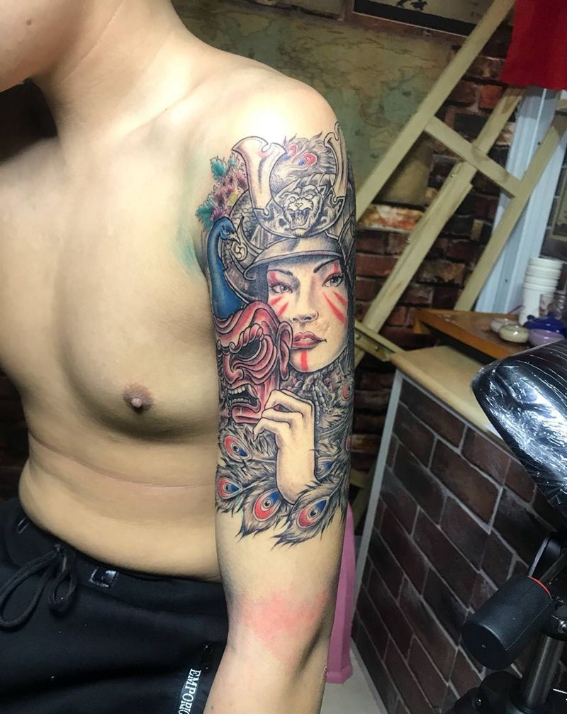 女鬼武士纹身图片