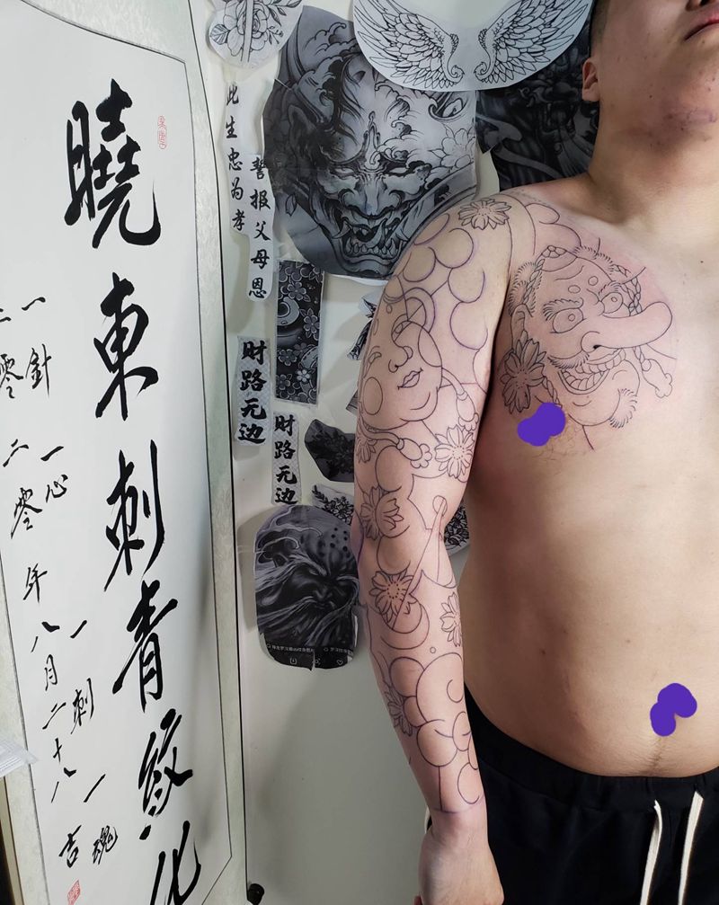 日式花臂割线1000