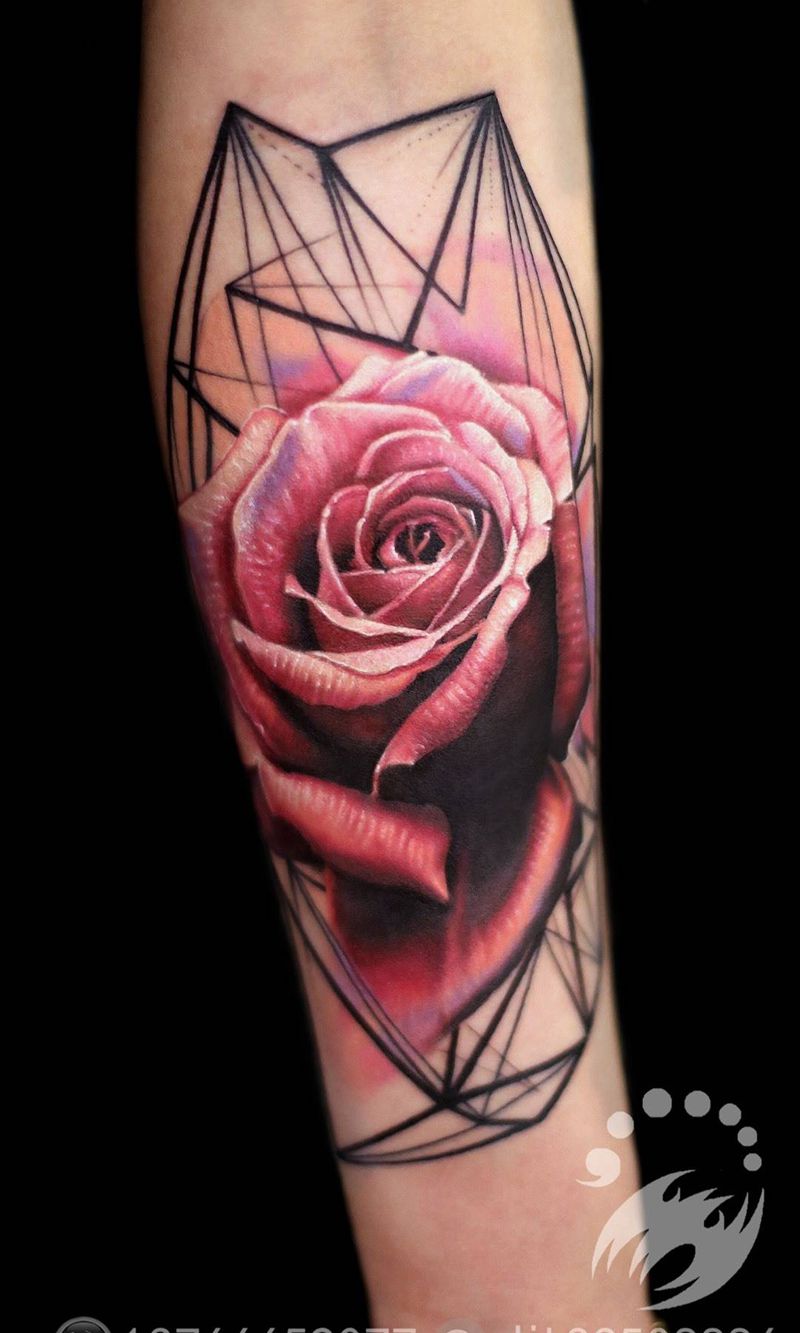 玫瑰by阿开纹身图片
