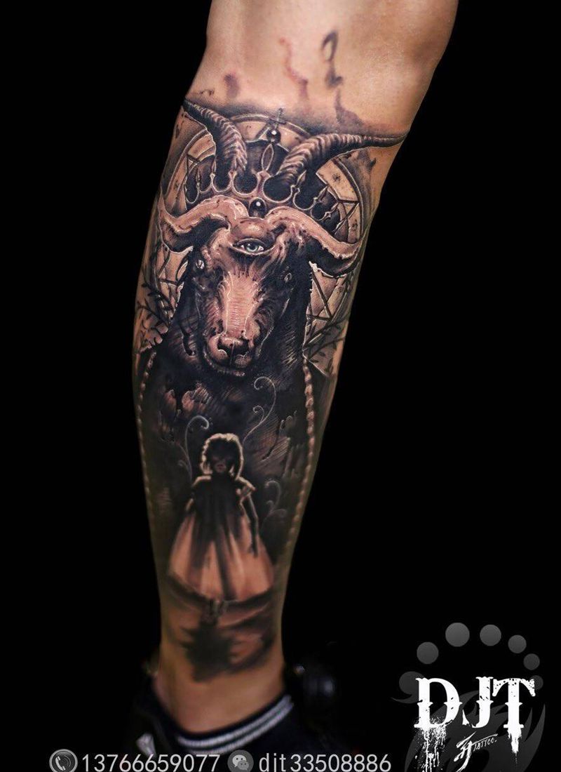 暗黑唯美，不同的表现手法造就不同的视觉感官. by 阿开.纹身图片_手稿腿部欧美写实肖像人物动物静物纹身图案