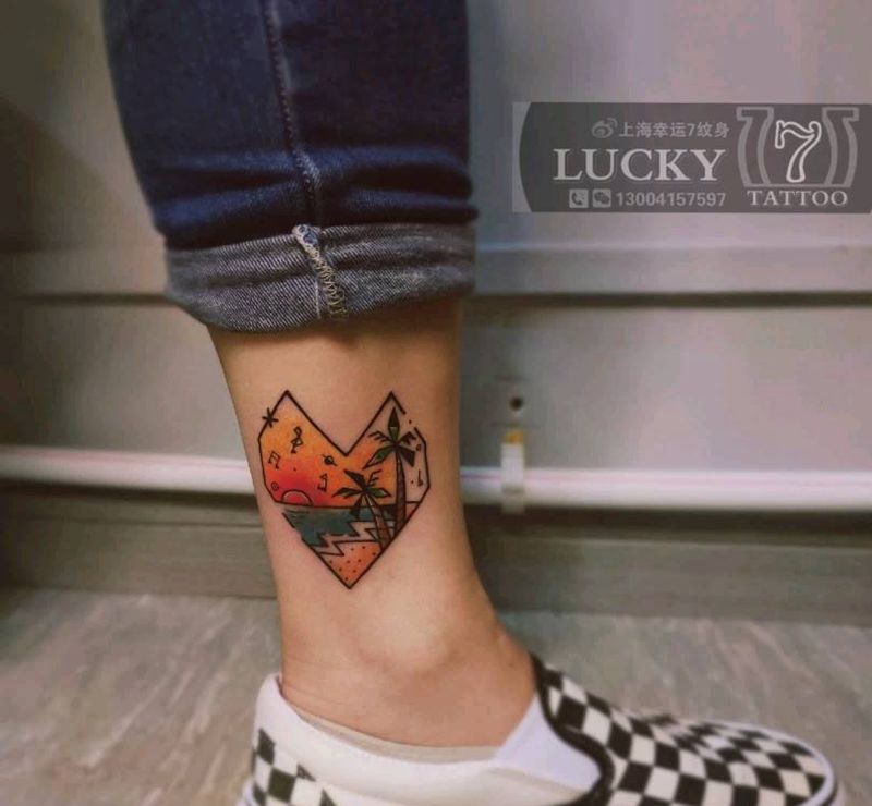 盖疤作品纹身图片_脚踝盖疤纹身图案