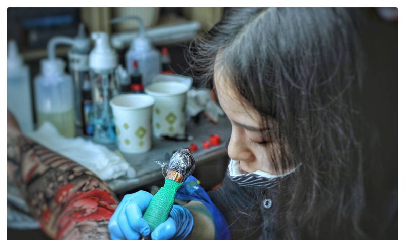 中国风～花臂纹身图片_手臂肩部新传统水彩纹身图案