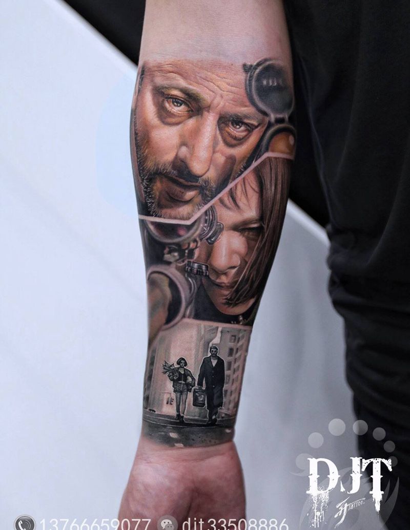 这个杀手不太冷纹身图片_手臂手部欧美写实几何纹身图案