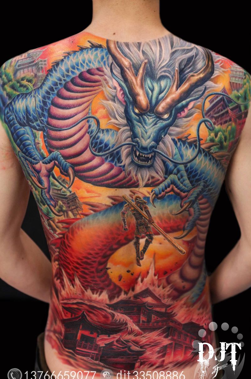 大圣归来纹身图片_肩部背部新传统老传统纹身图案