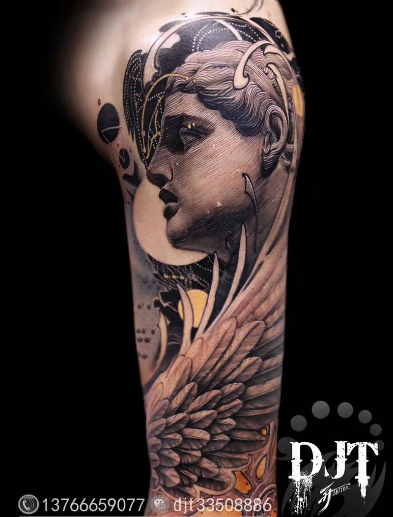 迷失的灵魂纹身图片_手臂肩部欧美写实New School纹身图案