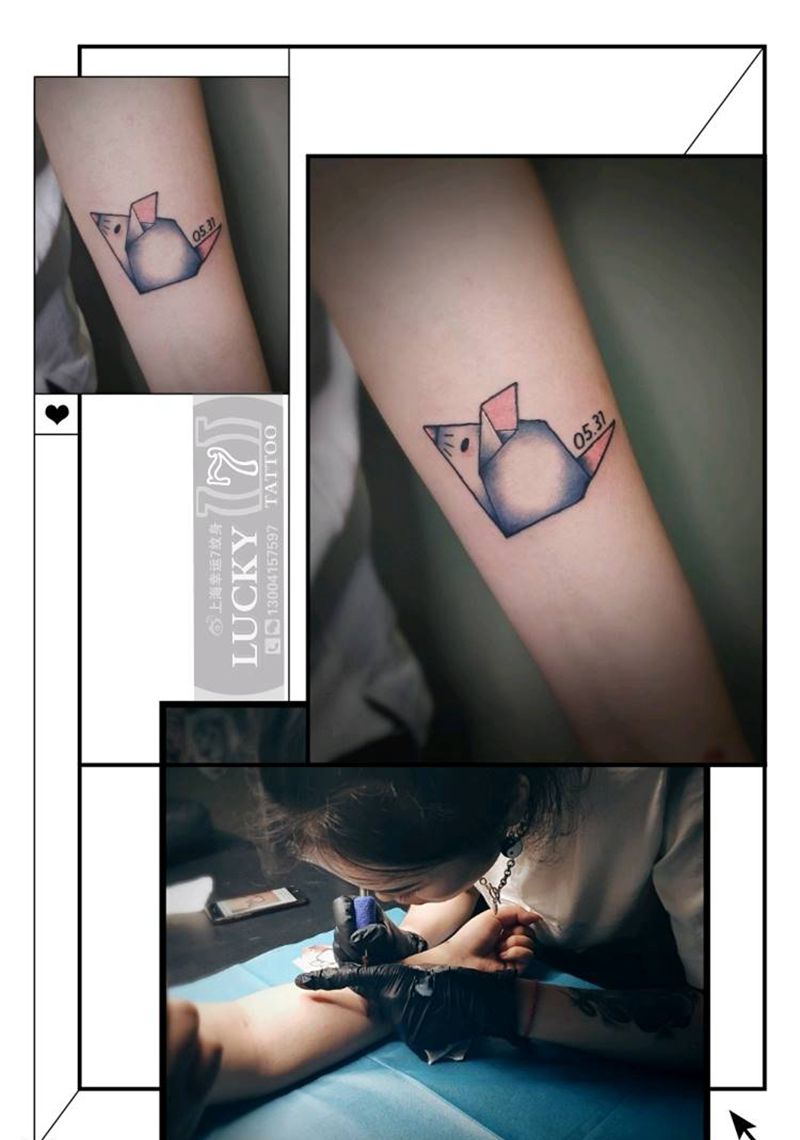 折纸小老鼠|幸运7纹身纹身图片_手臂纹身图案