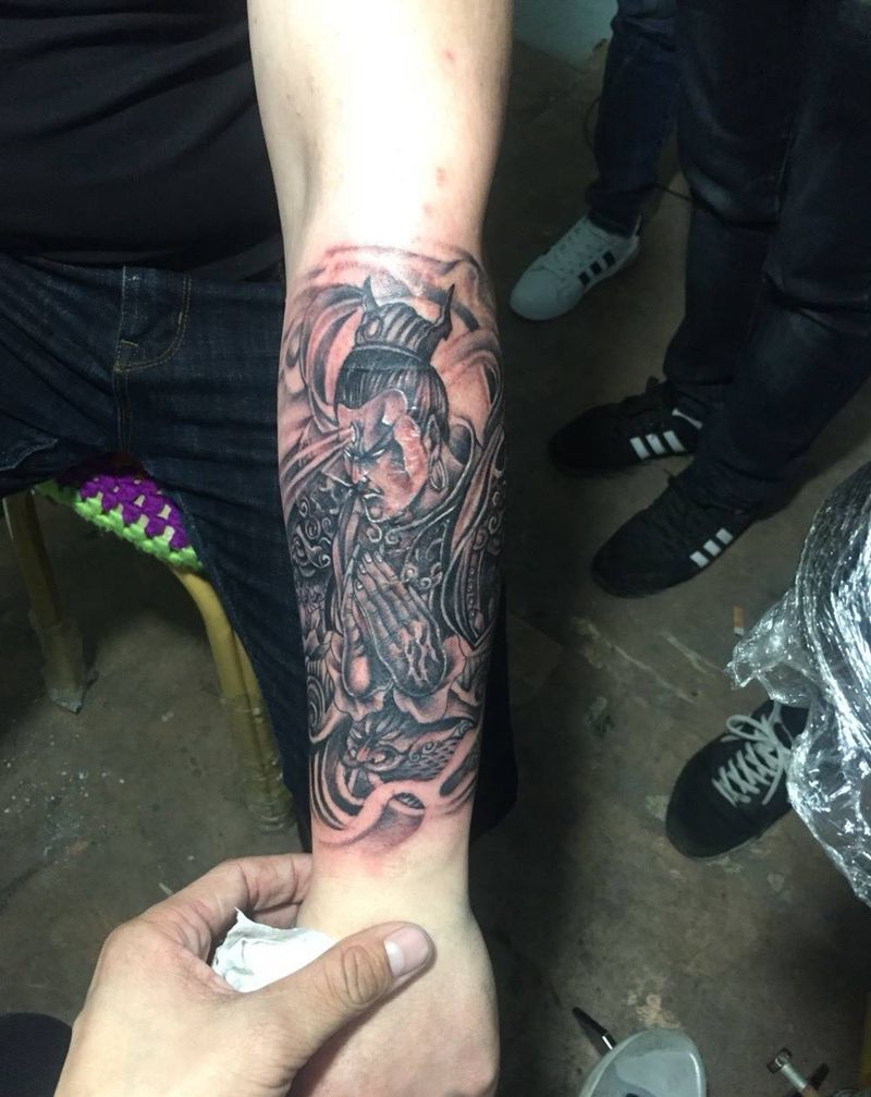 烟花遮盖，二郎神纹身图片