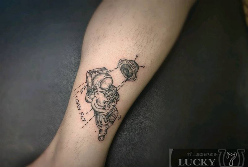 点刺|宇航员|幸运7纹身纹身图片_点刺脚踝纹身图案