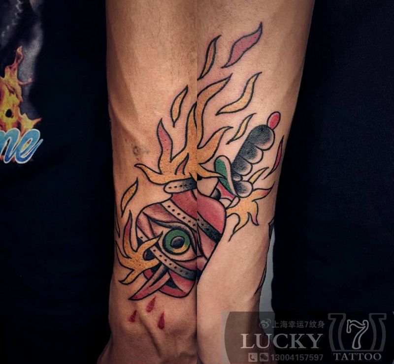 Oldschool|幸运7纹身纹身图片_手臂Old School纹身图案