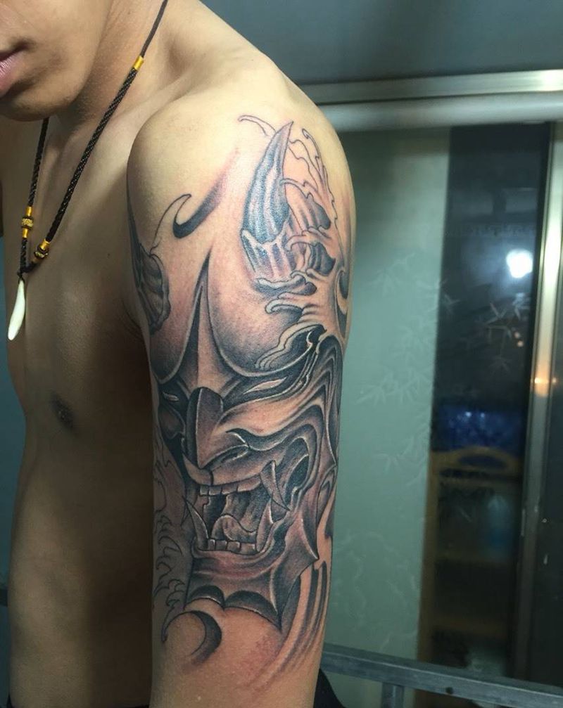 般偌纹身图片_成品手臂欧美鬼神纹身图案