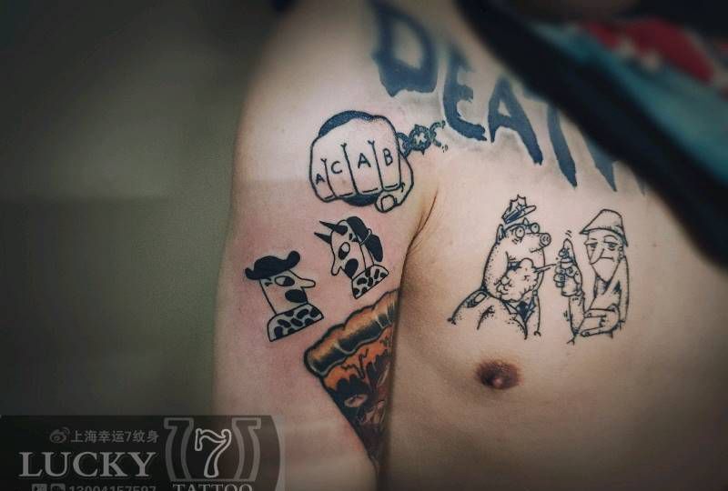 小图拼接|幸运7纹身纹身图片_手臂图腾纹身图案